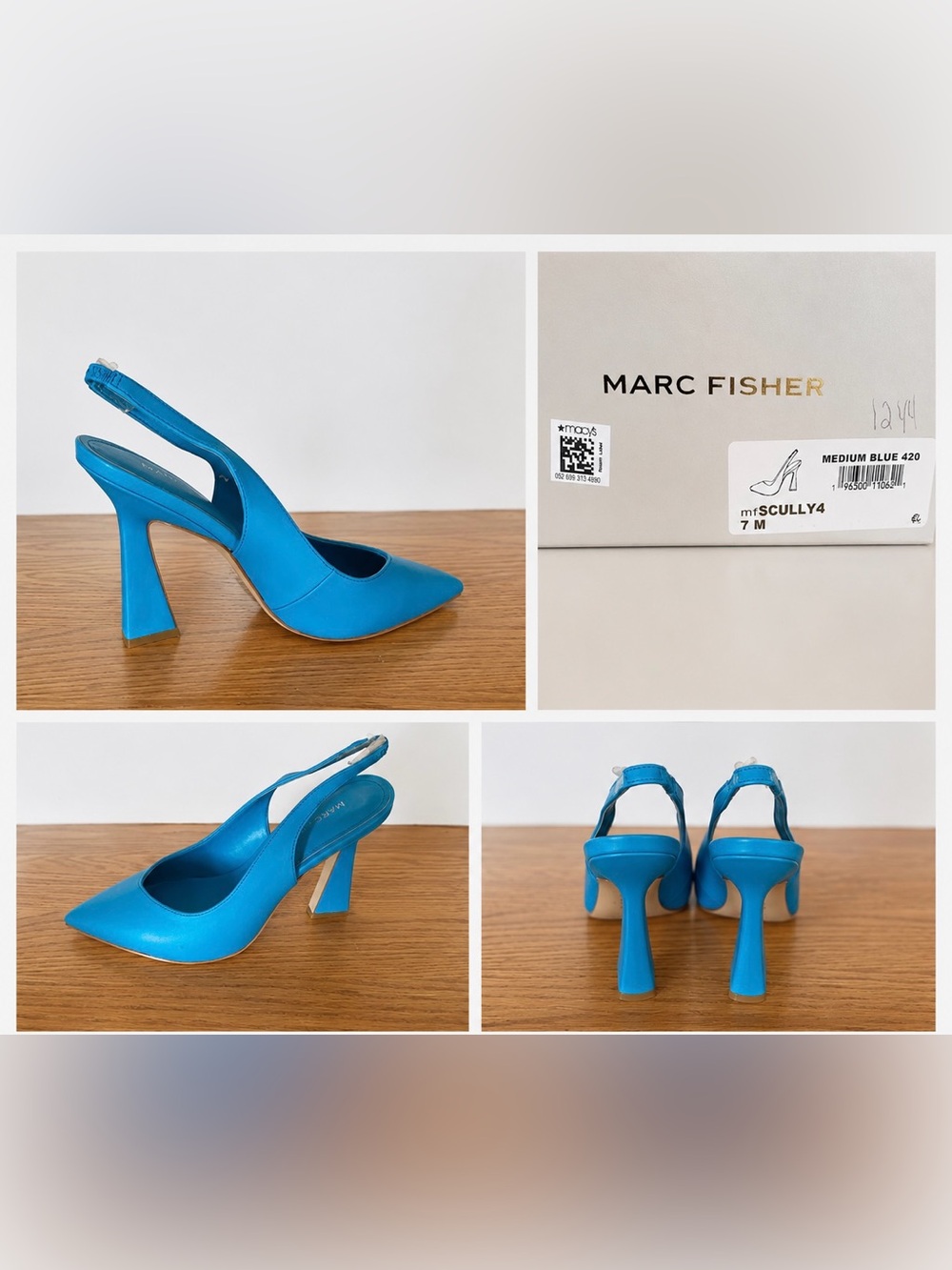 Marc Fisher Bright Blue Pointed Slingback Heels